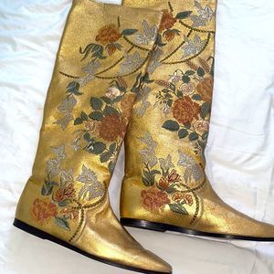 ❤️HP!❤️ vintage Pupi D’Angeri embroidered cottagecore leather boots